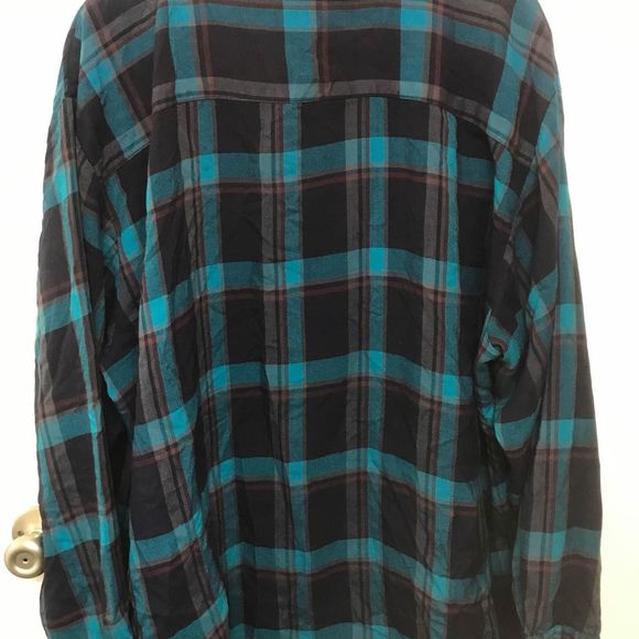 Lake N Trail flannel plus size 3x long sleeve buttonup top checkered teal - Picture 5 of 5